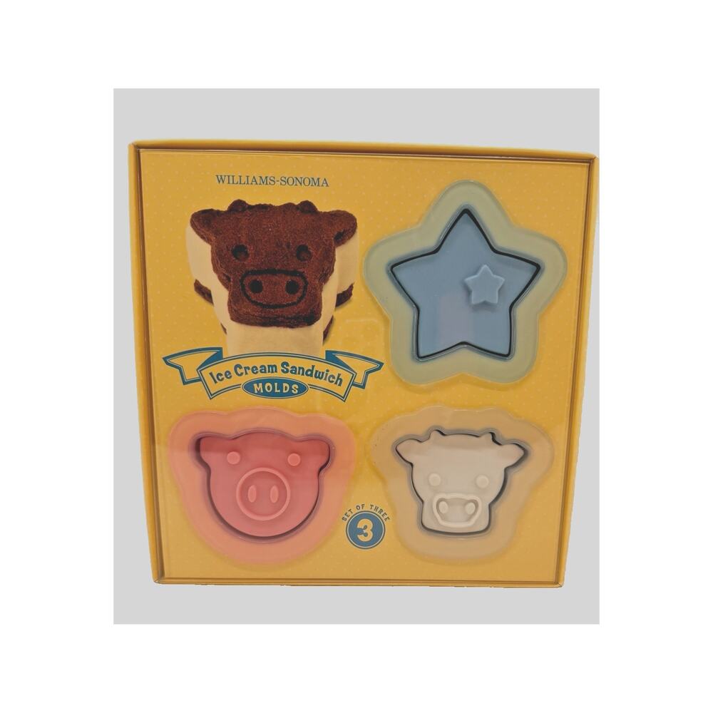 Williams Sonoma Ice Cream Sandwich Molds Set of 3 Cow Pig Star Cookie Dessert Ma